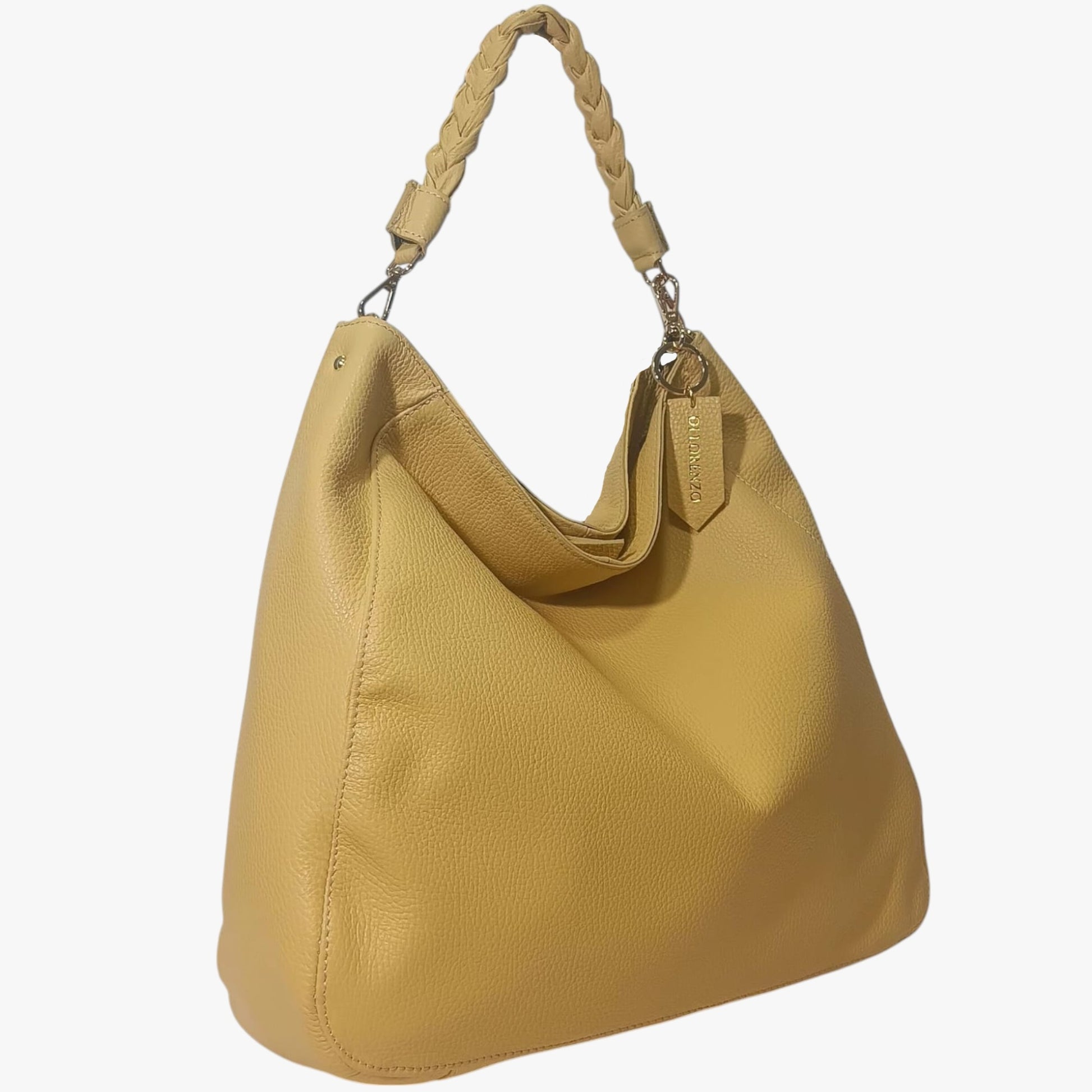 Lorena Leather Bag Soft construction, Clip handle, zip closure